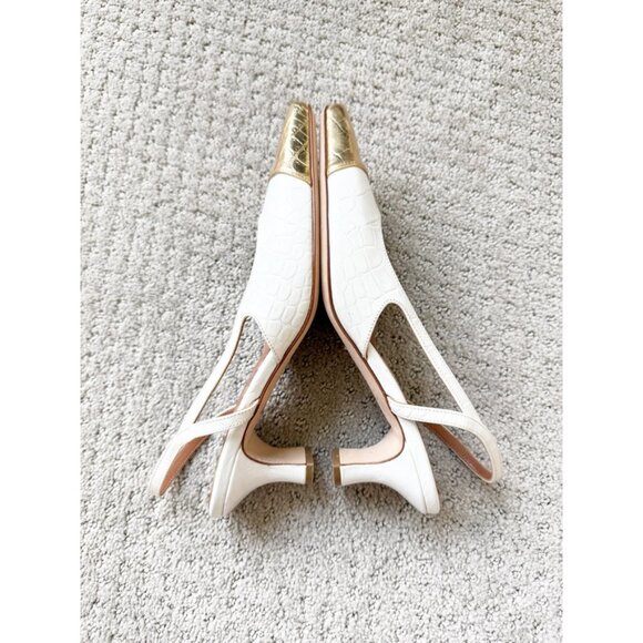 Paris Texas Reptile print slingbacks in white and gold 37.5/7.5 - Picture 7 of 11